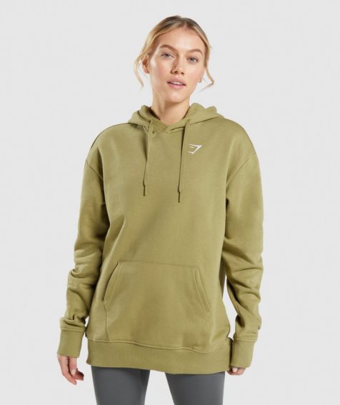 Women's Gymshark Training Oversized Hoodie Olive | CA 651N87